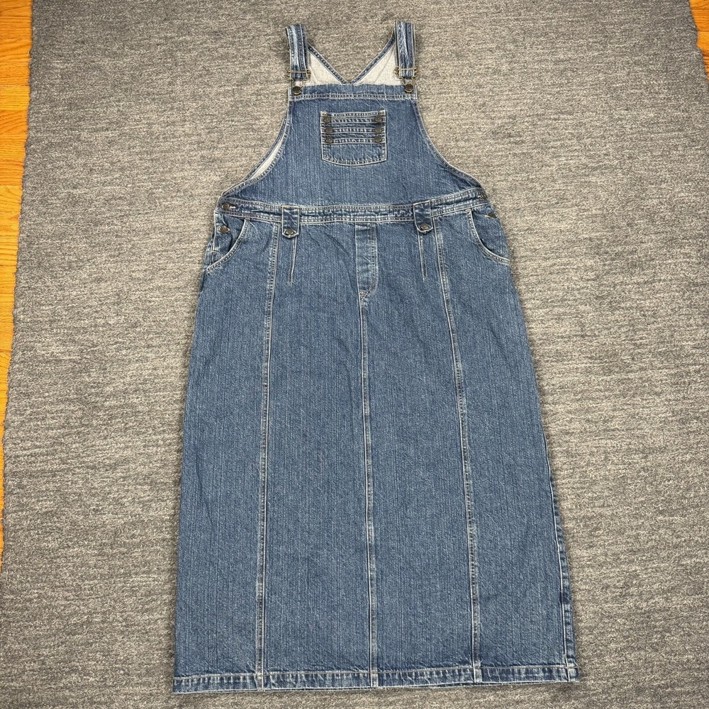 CJ Banks Denim Overall Dress Women 16W Blue Country Maxi Adjustable VTG Y2K